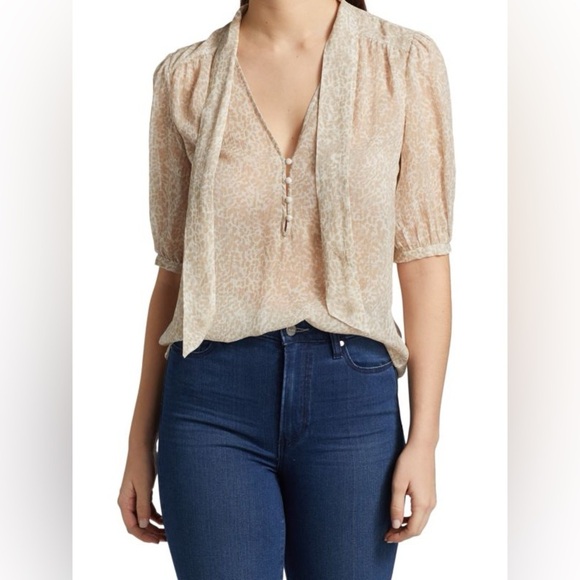 PAIGE | Esta silk Tieneck Blouse | size large - Picture 1 of 8